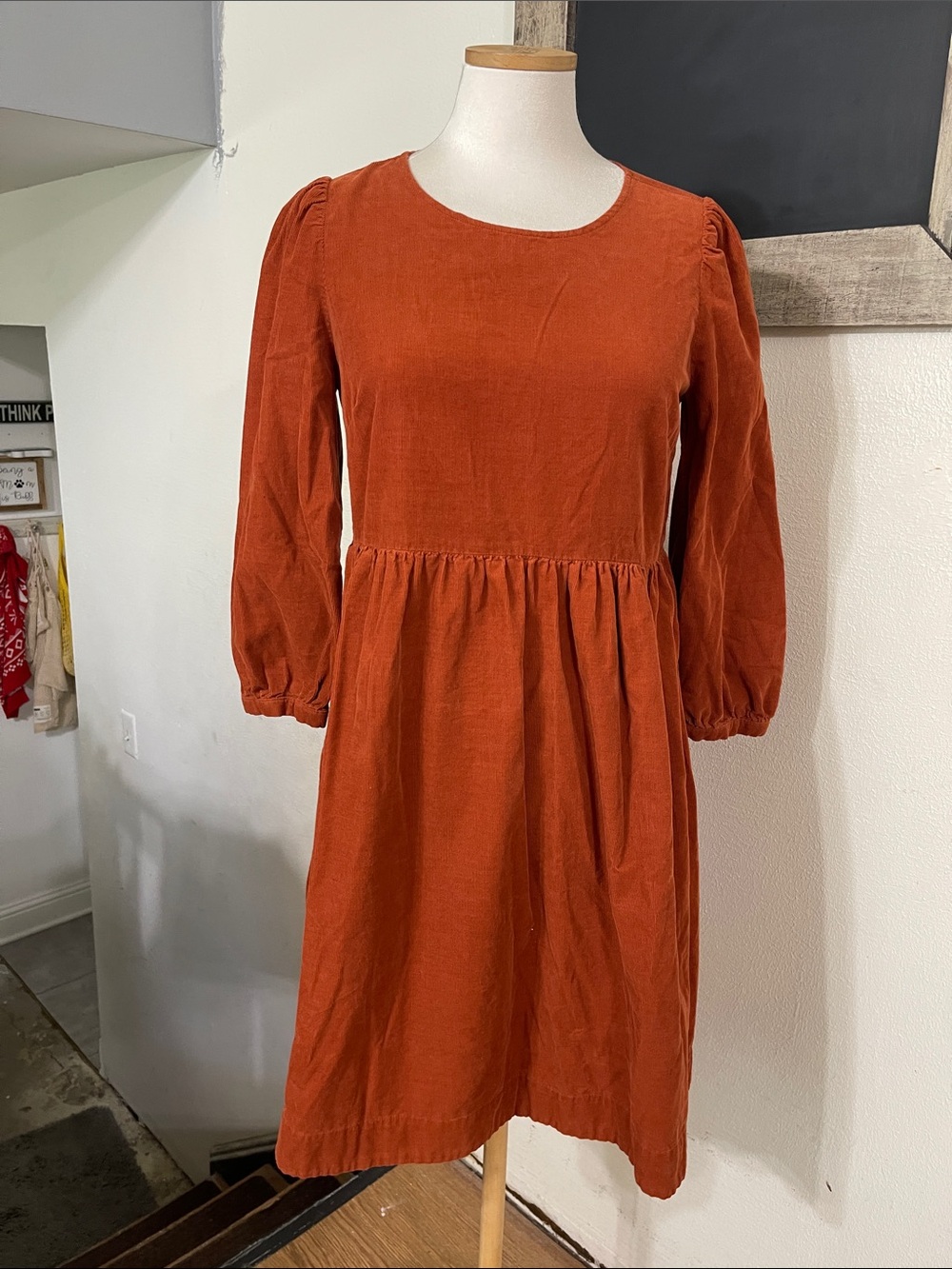 Madewell Corduroy Puff Sleeve Mini Dress in Rust Color - Sz S